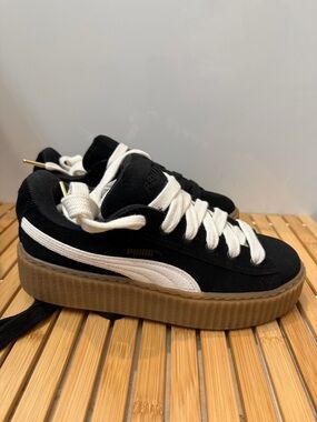 Puma Women’s Black & White Platform Sneakers with Gum Sole